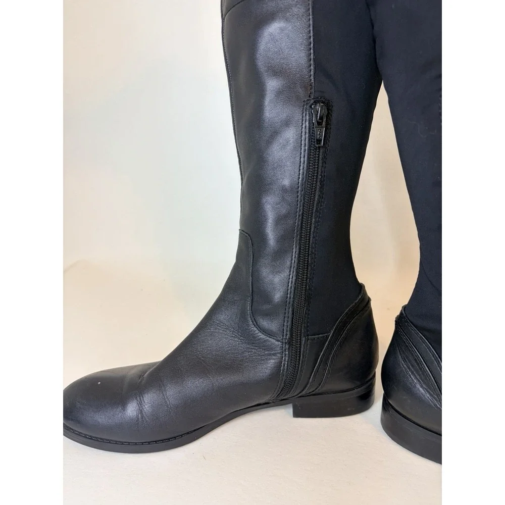 Aldo Aahliyah Black Leather Over The Knee Faux Zip Boots Size 8‎ (Elastic Back)